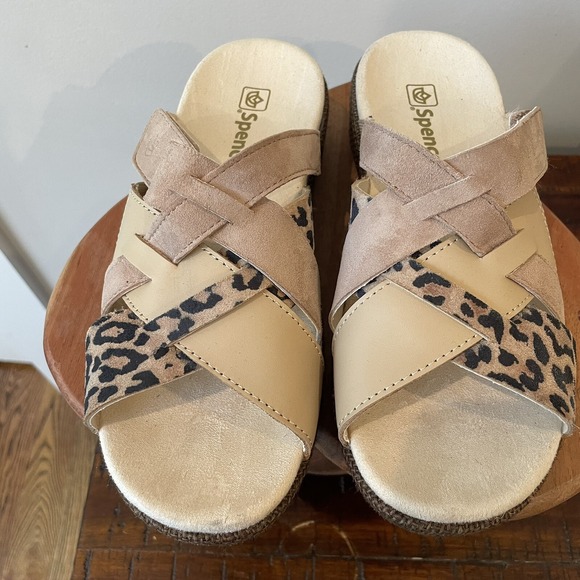 Spenco Women's‎ Comfort Orthotic Slide Sandals - Size 7 B, Beige Leopard Brown - Picture 2 of 9